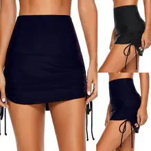 Новые однотонные плавки женские сексуальные Необычные летние Бандаж с высокой талией эластичные Бикини плавки юбки купальные купальники