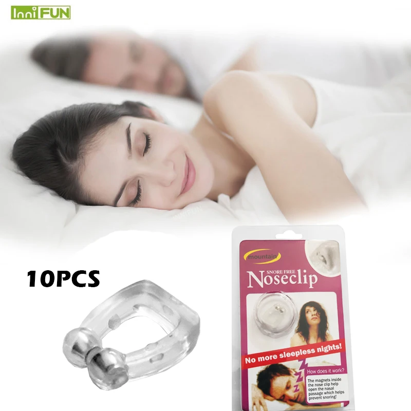 

10Pcs Anti Snore Nose Clip Silicone Magnetic Snoring Stoper Sleep Noise Guard Device with Case