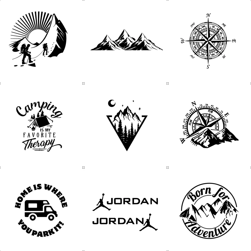 

10 Styles Adventure Sports Compass Car Sticker Wrap Vinyl Mountain car-Styling Auto Engine Cover Door Window Large Size