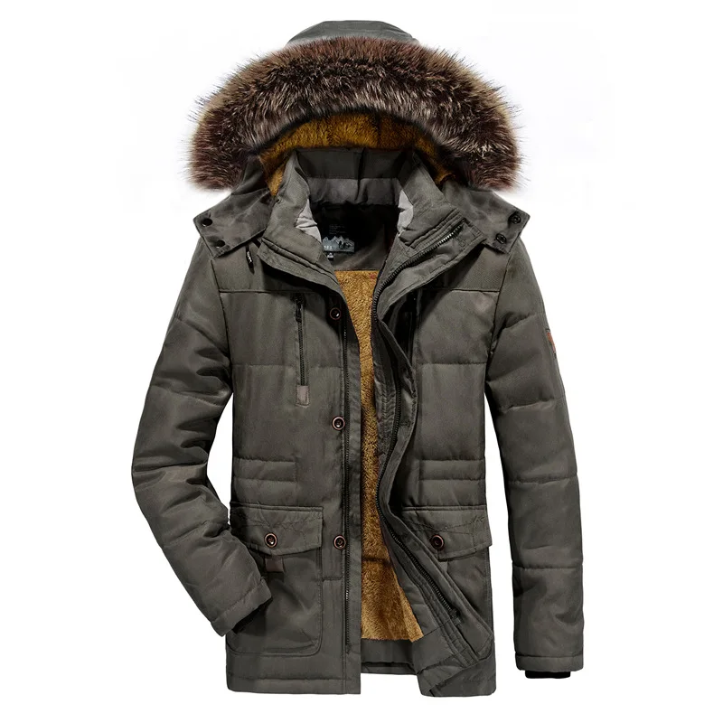 -15 Grad Wanterparkajackete Männer Moud Kapuzenkragen Mat Pelz Windjacke Männer Kleeder Wollfutter Halt Warm Parka Mantel Männer_voghion.com