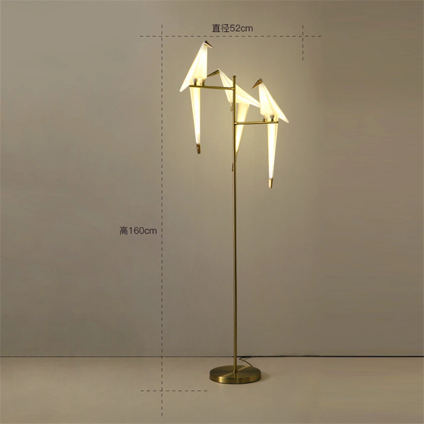 Floor lamp 3 Head Современная птичья лампа подвесной светильник скандинавские подвесные светильники Журавлик оригами подвесной потолочный светильник гостиная настенная лампа настольная лампа освещение - Цвет корпуса: Floor lamp 3 Head