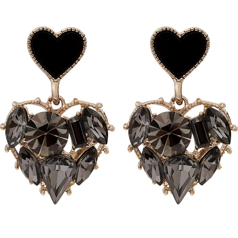 

Latest S925 Silver Needle Black Heart Crystal Drop Earrings Valentines Day Christmas Jewelry Gifts For Women 2022 New Designs