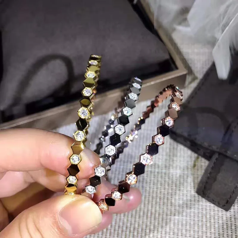 

Hot Brand Pure 925 Sterling Silver Jewelry For Women Bangle Rose Gold Bangle Wedding Jewelry Engagement Bracelet