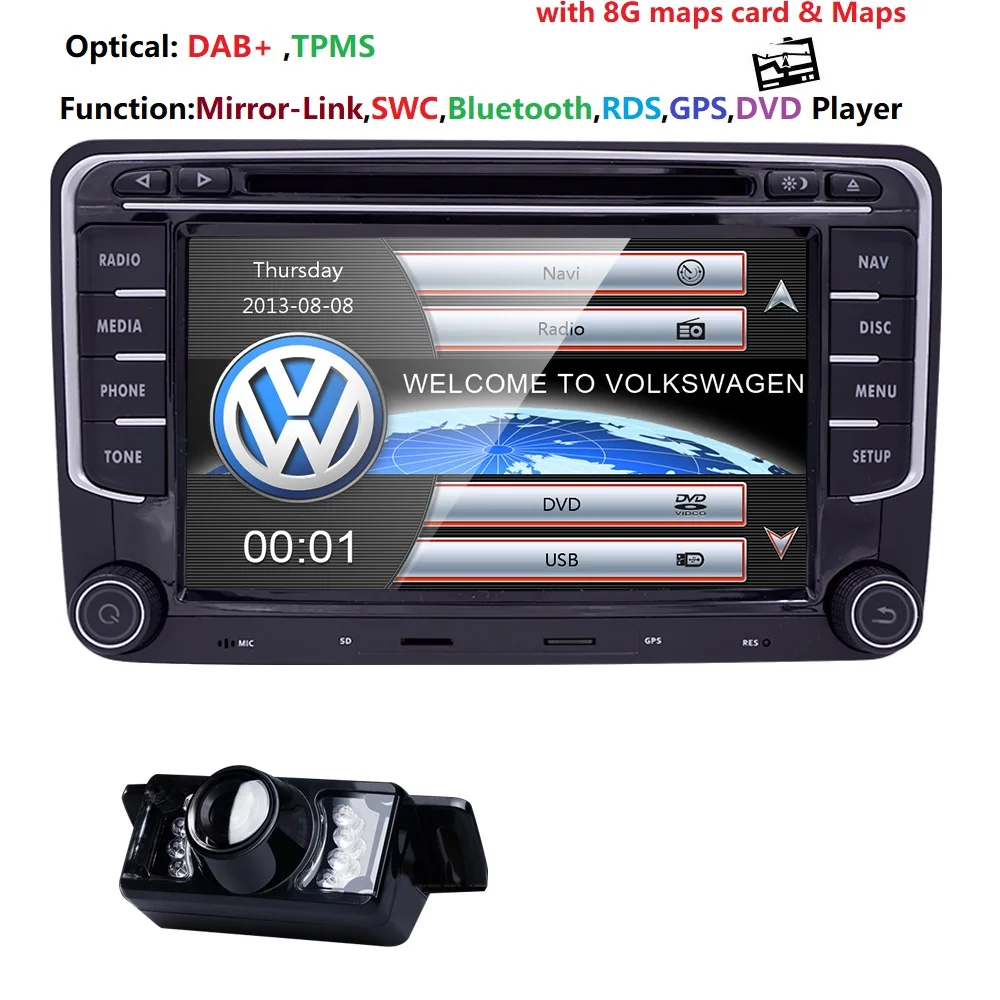 7 ''2 din Автомобильный Радио мультимедийный плеер gps для Volkswagen VW golf passat b6 Touran polo sedan Tiguan jetta DVD USB RDS DAB+ карты - Цвет: Camera2