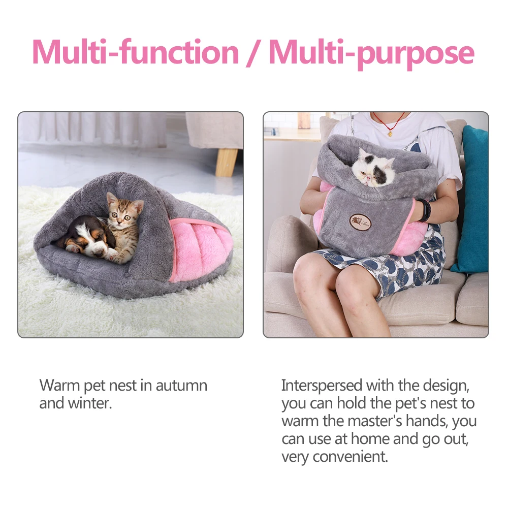 Warm Cat Bed Pet Puppy Cat House Winter Dog Cat Cushion Mat Indoor Basket Cave Kennel