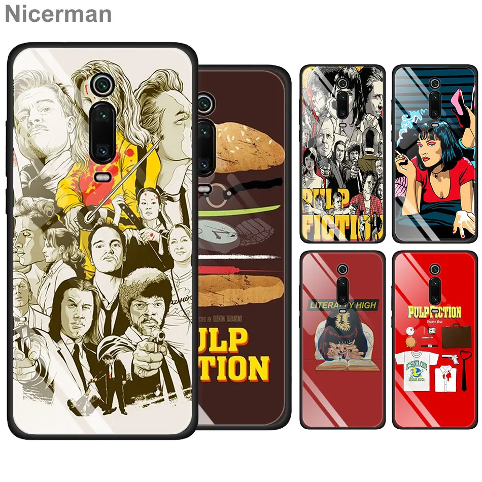 

Pulp Fiction Tempered Glass Case for Xiaomi Redmi K20 Pro Note 7 6 Pro Mi A3 A3 Lite Cover Coque