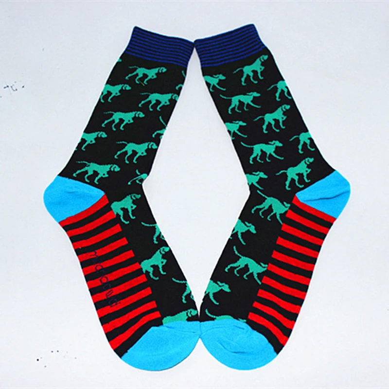 1 pair men socks combed cotton cartoon animal penguin rhinoceros parrot cactus stars geometric novelty funny socks