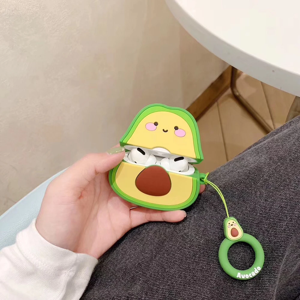 Чехол для наушников AirPods 3 с милым 3D рисунком авокадо персик, силиконовый чехол для наушников Air pods Pro Earpods