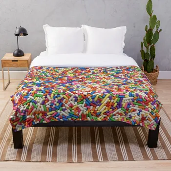 

Rainbow Sprinkles Blanket Wool Flannel Plush Blanket Bedspread For office Sherpa Blanket Couch Quilt Cover Travel