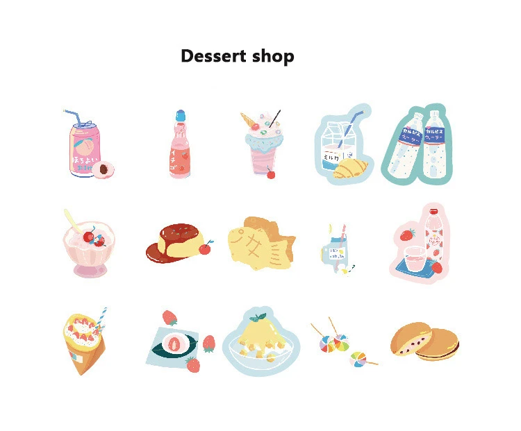 Dessert shop 30 шт./пакет десерт магазин; маленькое платье с цветочным узором серии водонепроницаемые наклейки для скрапбукинга DIY альбом дневник happy план телефон декоративные наклейки - Цвет: Dessert shop