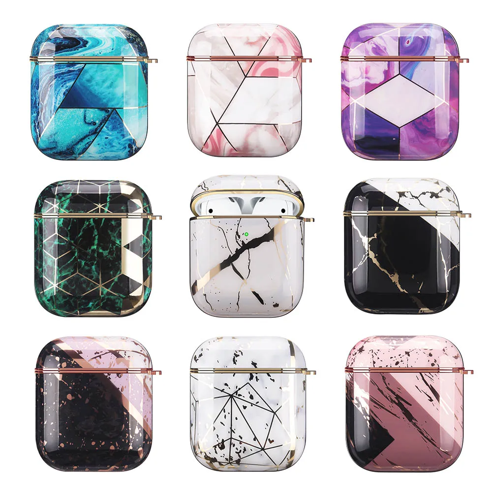 Marble Case Airpods Shockproof | Glossy Marble Case Airpods - Marble  Pattern Case 1 2 - Aliexpress