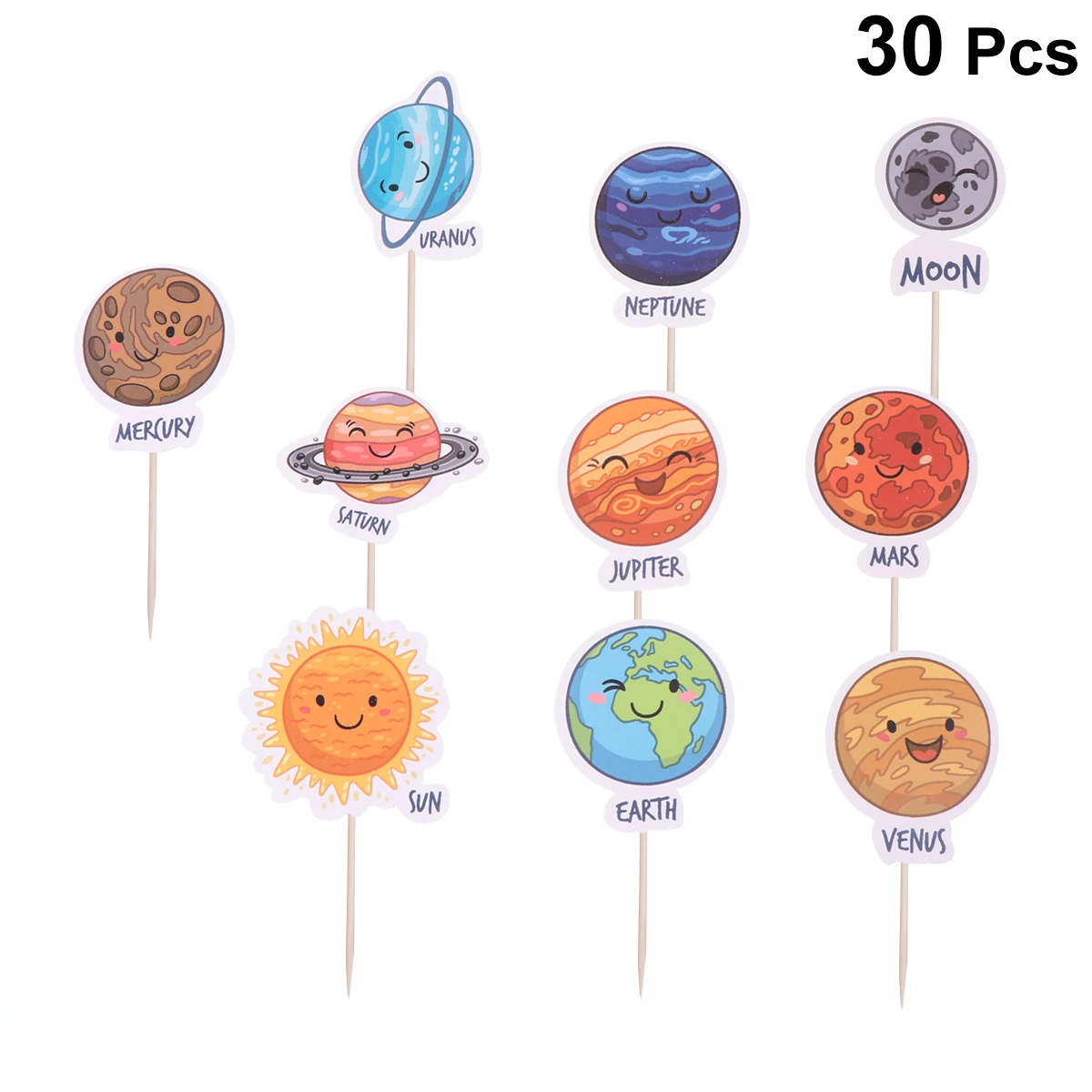 STOBOK 30pcs Universo Spazio cosmico Toppers Cupcake Sistema Solare Terra Pianeta Cupcake Raccoglie Forniture per Feste Decorazione della Torta per la Raccolta Baby Shower 