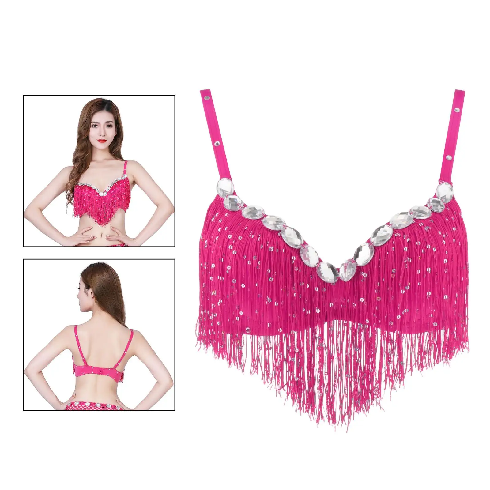 Halter Top Belly Dance Bra Sexy Latin Dance Party Costumes Sequin Tassel Stage Performance Top Sequin for Women