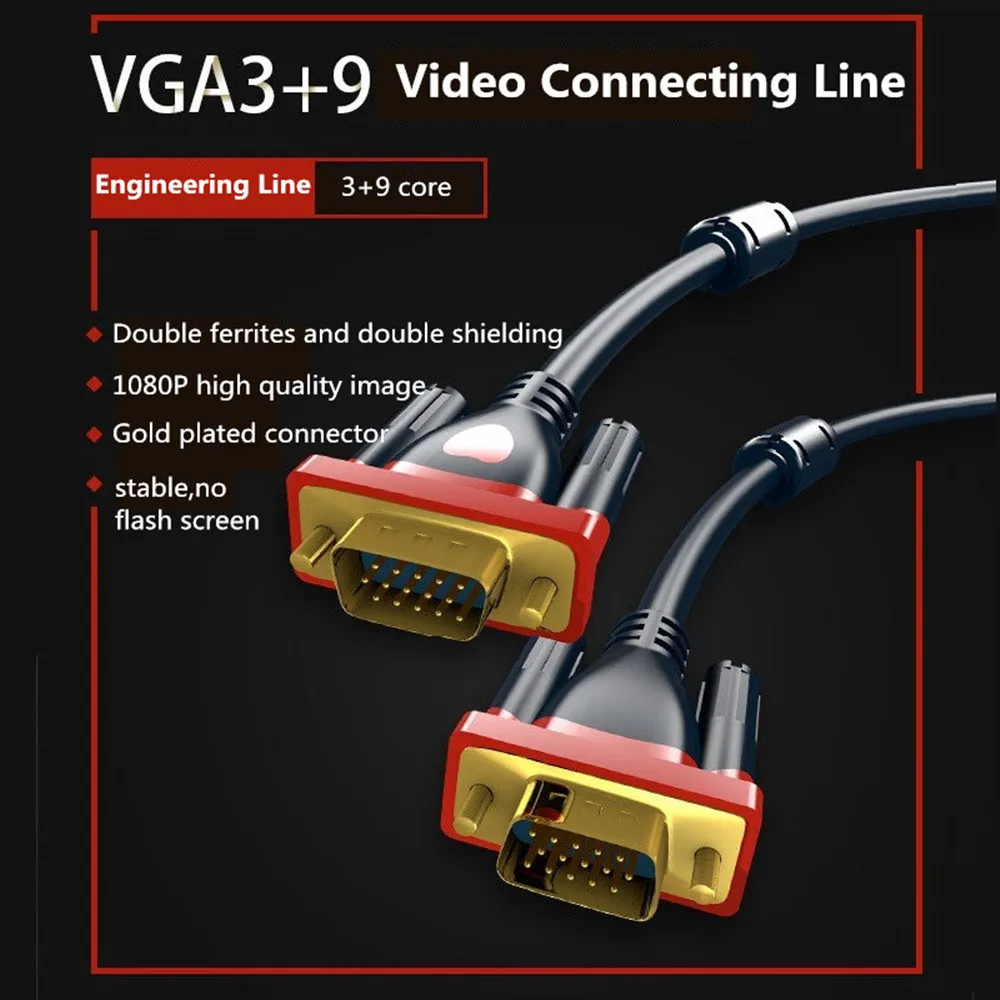 VGA кабель 1080P мужчин и компьютерный монитор Удлинительный 1 5 m/3 m/5 m/10 m/15 m для HDTV ПК