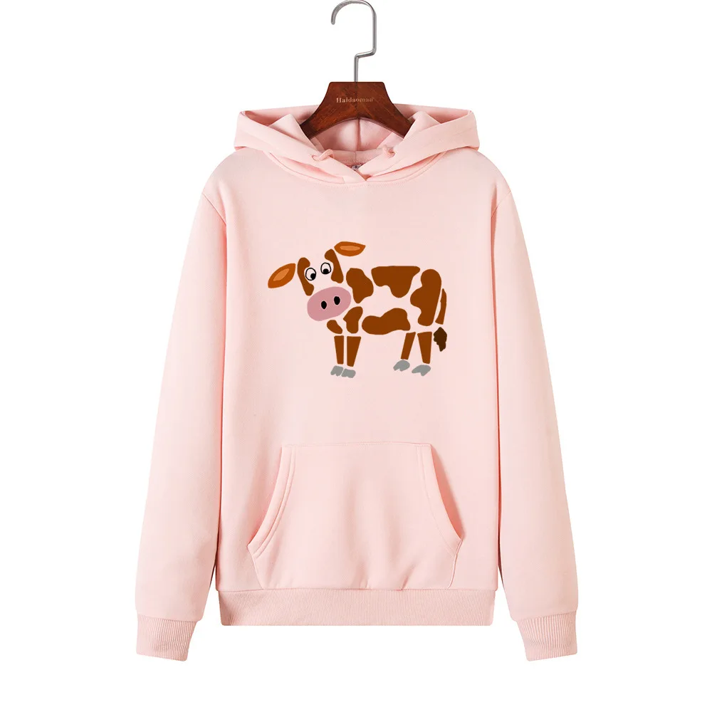 Women Hoodies Oversized Hoodie Streetwear Hoody Sweatshirt Clothes Female Hooded Graphic Sweatshirts Cow Printed Autumn Tops
