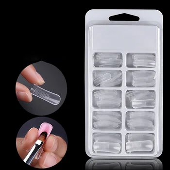 

100pcs Clear Coffin False Nails Extension Tool 10 sizes Gel Polish Fake Nail Full Cover Quick Building Mold Manicure Nail Tips