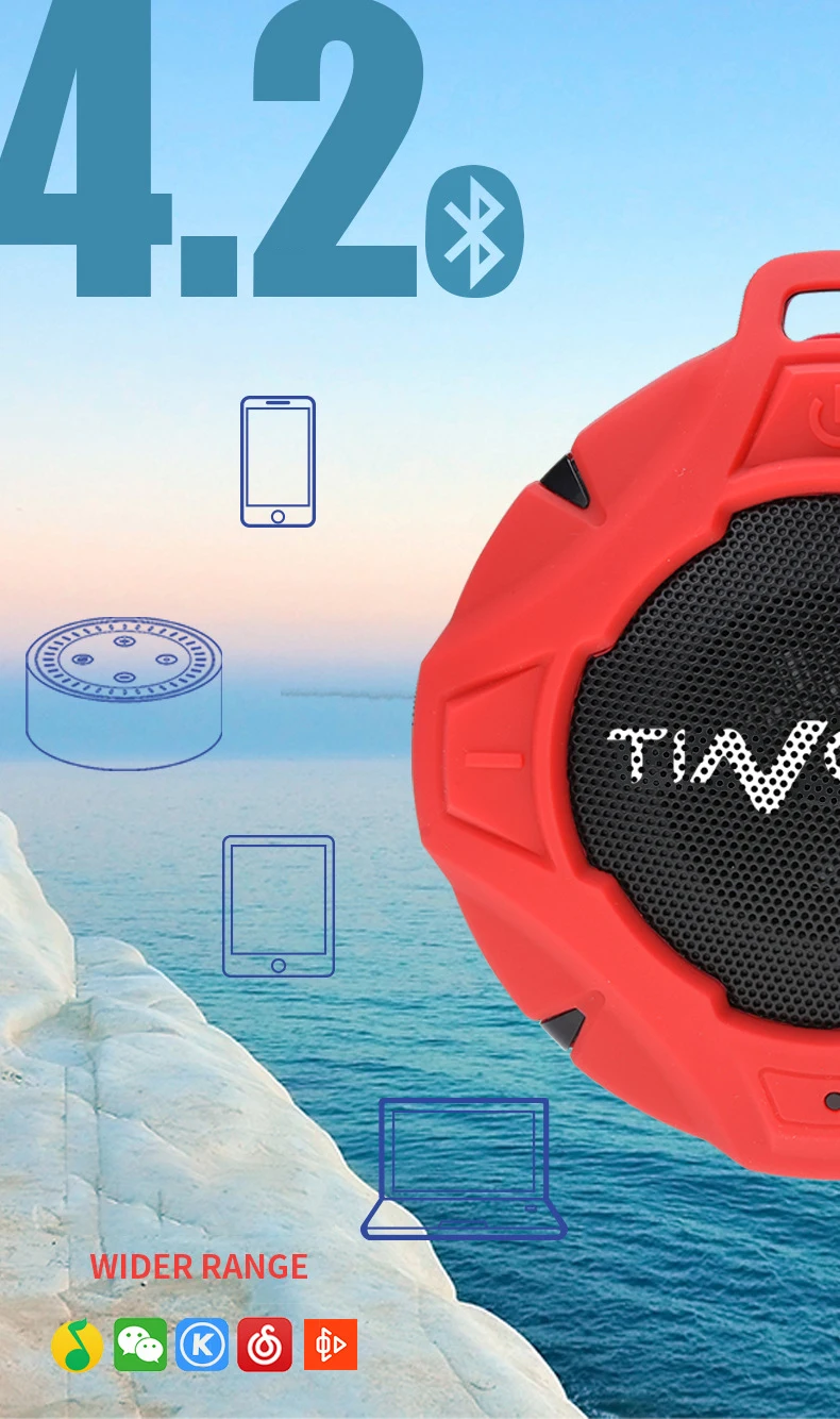 Водонепроницаемая Bluetooth Колонка для путешествий беспроводная наружная портативная прочная анти-сломающаяся с крюком тканевая оболочка USB мини громкий динамик