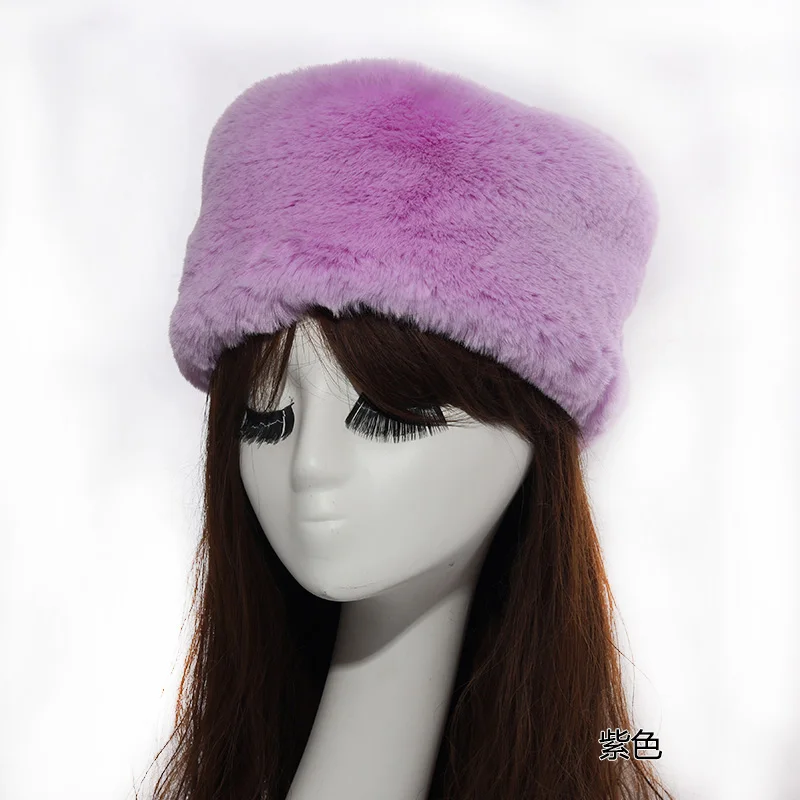 purple Qearlstar женские зимние шапки толстые пушистые искусственные меховые шапочки лыжные шапочки бомбер Русская Шапка ушные теплые меховые шапки Леопардовый принт ZKG21 - Цвет: purple