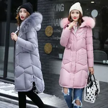 Модная куртка-пуховик, коллекция года, новая зимняя утепленная куртка средней длины пальто с капюшоном и меховым воротником