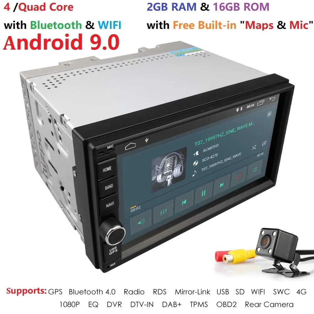 Perfect 7 Inch 2 DIN Universal Car MP5 player Android 9.0 Auto Radio Touch screen GPS Stereo Audio Support DAB DVR OBD2  BT Rear camera 2