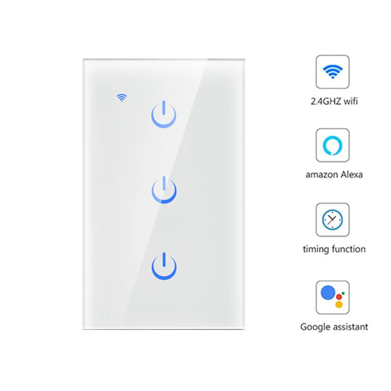 Wi-Fi дистанционный переключатель освещения Стекло Экран сенсорный Панель голос Управление беспроводной настенный выключатель работать с Alexa Echo Google Home 1/2/3-Gang