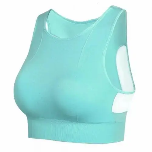 Absorb Sweat Quick Drying Sexy Sports Gym Bra Fitness Padded Stretch Workout Top Vest Running Sleeveless Yoga Underwear Women - Цвет: Зеленый