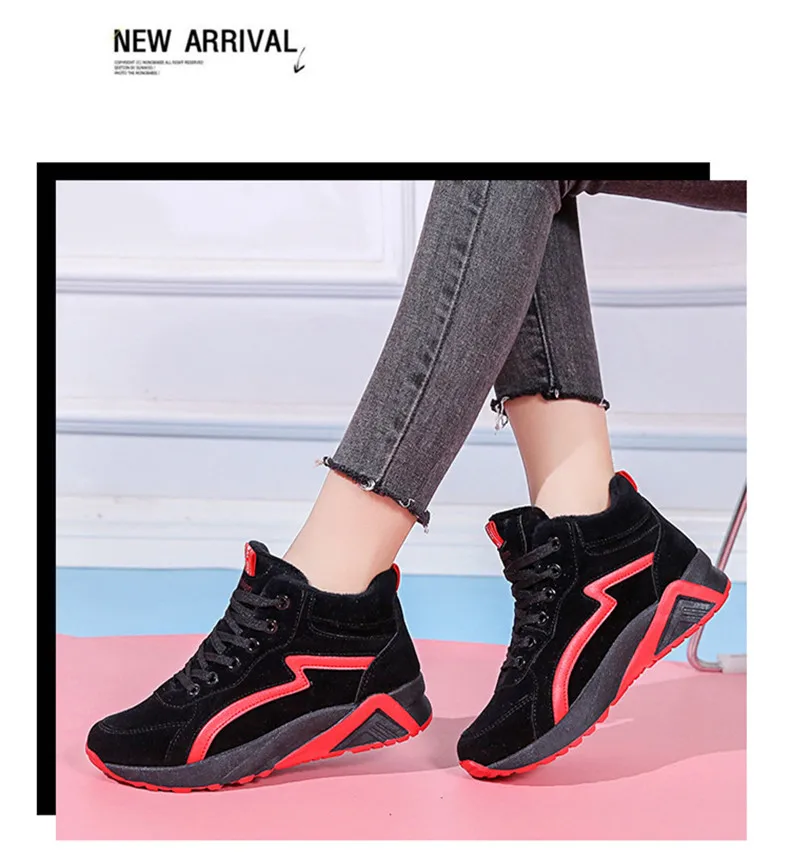 Женская зимняя спортивная обувь для бега; теплые уличные Прогулочные кроссовки; Женская Удобная спортивная обувь; Цвет черный, розовый; уличные кроссовки