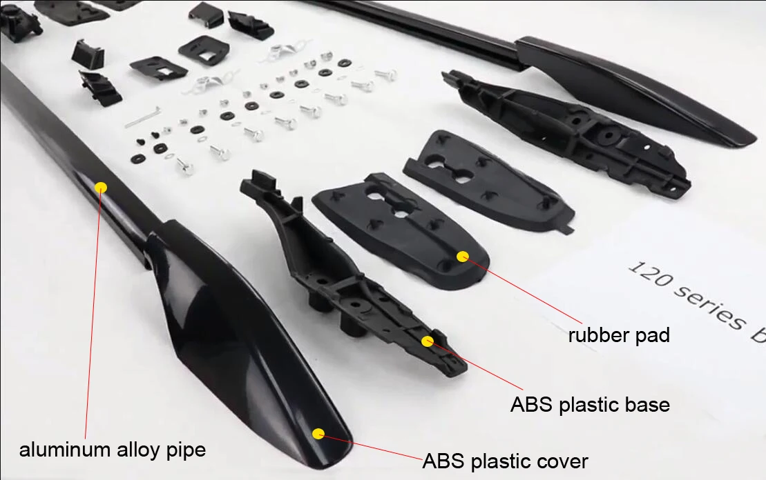 Cross Auto Accessories - Barre Portatutto In Alluminio Per Toyota Land Cruiser Prado 120 (2002-2008) - Set Da 2, Nere, Carico 75 Kg - 3