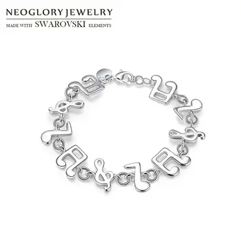 

Neoglory Silver Plated Charming Music Notation Bracelet Gorgeous Spacer Beads Classic Pendants Bangle Party Accessories Hot Gift