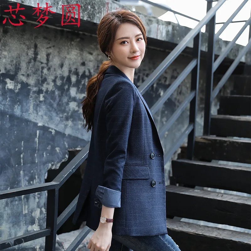 

Professional Women's Autumn And Winter New Style Joint Mid-length Plaid Women's Small Suit Workwear Fashion Sale Office Female S