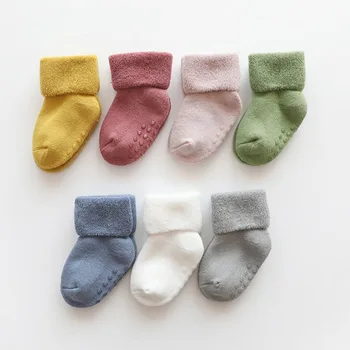 

Cotton Baby Socks Toddlers Solid Candy Colors Short Cotton Soft Anti Slip Infant Socks Warm Baby Winter Socks Floor Sock
