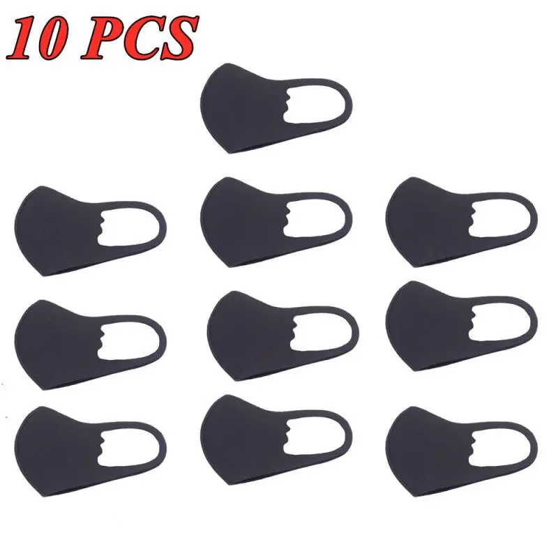 

In Stock 10PCS Anti Bacteria Mouth Mask 3D Fashion Black Color Reusable Washable Dust Proof Soft Face Mask Breathable Sanitation