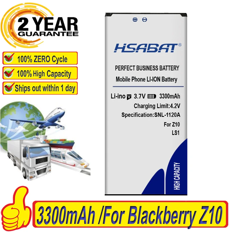 HSABAT 3300mAh LS1 Battery for Blackberry Z10,BBSTL100 4w,Laguna