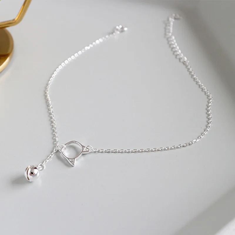 Simple Kitty Bell Anklets Accessories 925 Sterling Silver Bracelets For Women Fine Jewelry Bracelet De Cheville Argeto tobillo Simple Kitty Bell Anklets Accessories 925 Sterling Silver Bracelets For Women Fine Jewelry Bracelet De Cheville Argeto tobillo