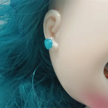 

5 Pairs Earrings Factory Blyth Doll Heart Shaped and Round Sequin Stud Earring Shining Decorate for Your Doll Accessories