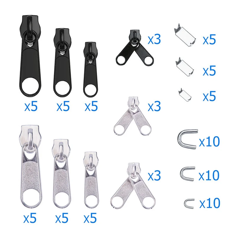 85 шт. Набор для ремонта молнии из цинкового сплава, слайдер на молнии с установкой, плоскогубцы на молнии, ремонт металла, замена для куртки, одежды, сумки, палатки