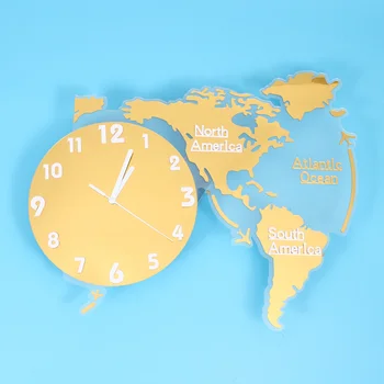 

1pc Acrylic Silent Wall Clock World Map Wall Clock Mute Wall Lamp without Battery for Home Office Living Room (60cm White)