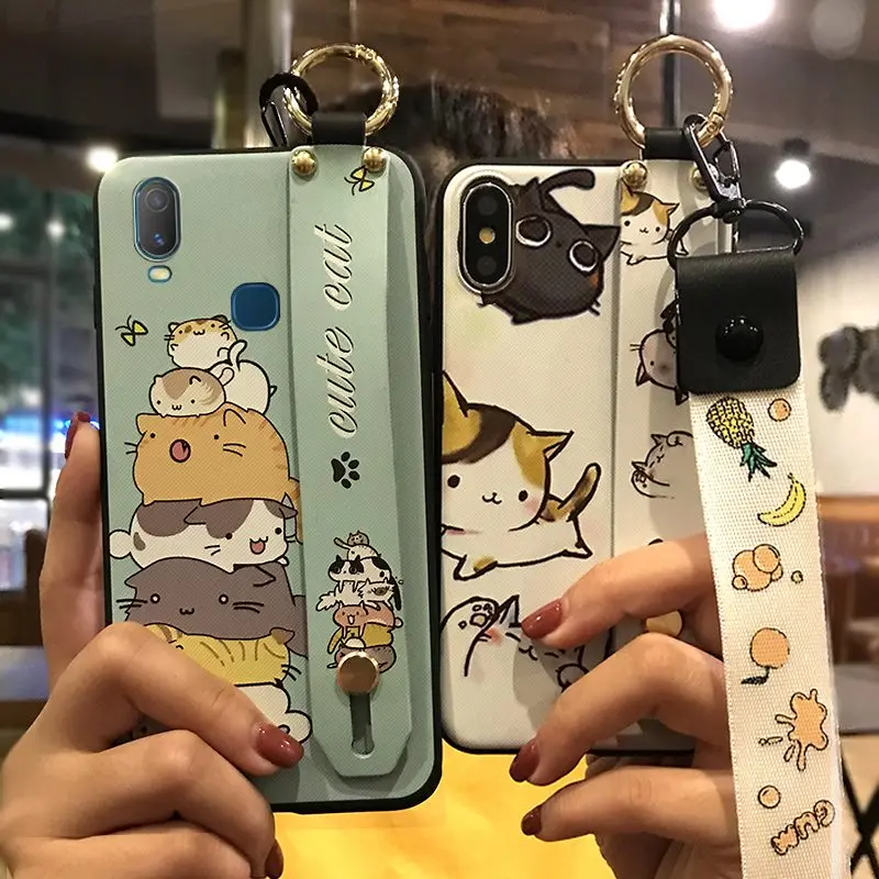

Lanyard Phone Case VIVO Y11 Cartoon Series TPU Cover Delicate Silicone Phone Holder Shockproof Cute