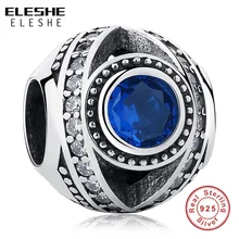ELESHE, бусины из стерлингового серебра 925, синий турецкий, счастливый глаз, бусина, шарм, подходит к оригинальному браслету Pandora, ожерелье, подвеска, модное ювелирное изделие