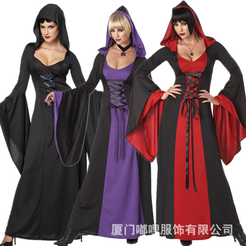 

Halloween Clothing Adult Cosplay Magic Witch Dressing up Witch Woman Clothing Long Skirts Palace Queen Costume