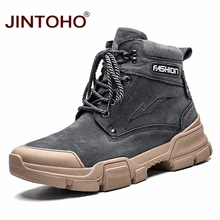 JINTOHO/Мужская зимняя обувь из натуральной кожи; модные мужские зимние ботинки; теплые зимние ботинки; кожаные мужские Ботильоны; коллекция года; мужская обувь