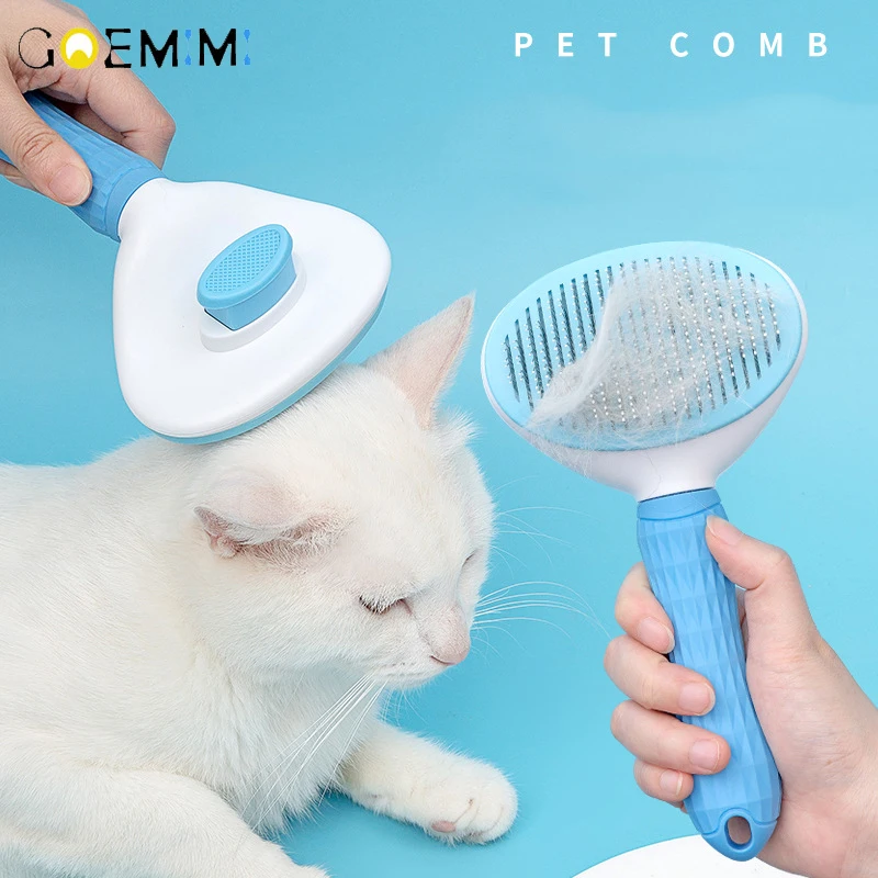 Pet Dog Cat Puppy Hair Shedding Grooming Trimmer Fur Auto Comb Brush Tool on-slip Pets Product Hair Removal Combs For Cats