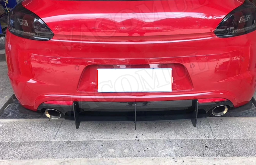 Высококачественный ABS рассеиватель задней губы Накладка для Volkswagen VW Scirocco R 2009- плавники Акула Стиль задний бампер Защита автомобиля Стайлинг