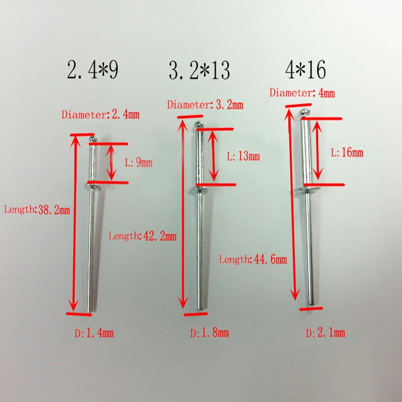 20 штук M3.2x7 M3.2x9 M3.2x11 M3.2x13 M4x8 M4x10 M4x13 M4x16 M4x20 M4x25 для художественного оформления ногтей, алюминиевые глухие заклепки вытяжная заклепка