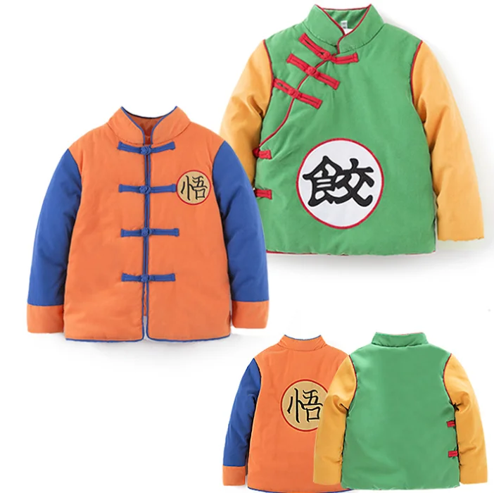 Осенне-зимние куртки для маленьких мальчиков с драконом и шариком Z Goku Chiaotzu, традиционный китайский костюм, пальто для мальчиков, детская верхняя одежда