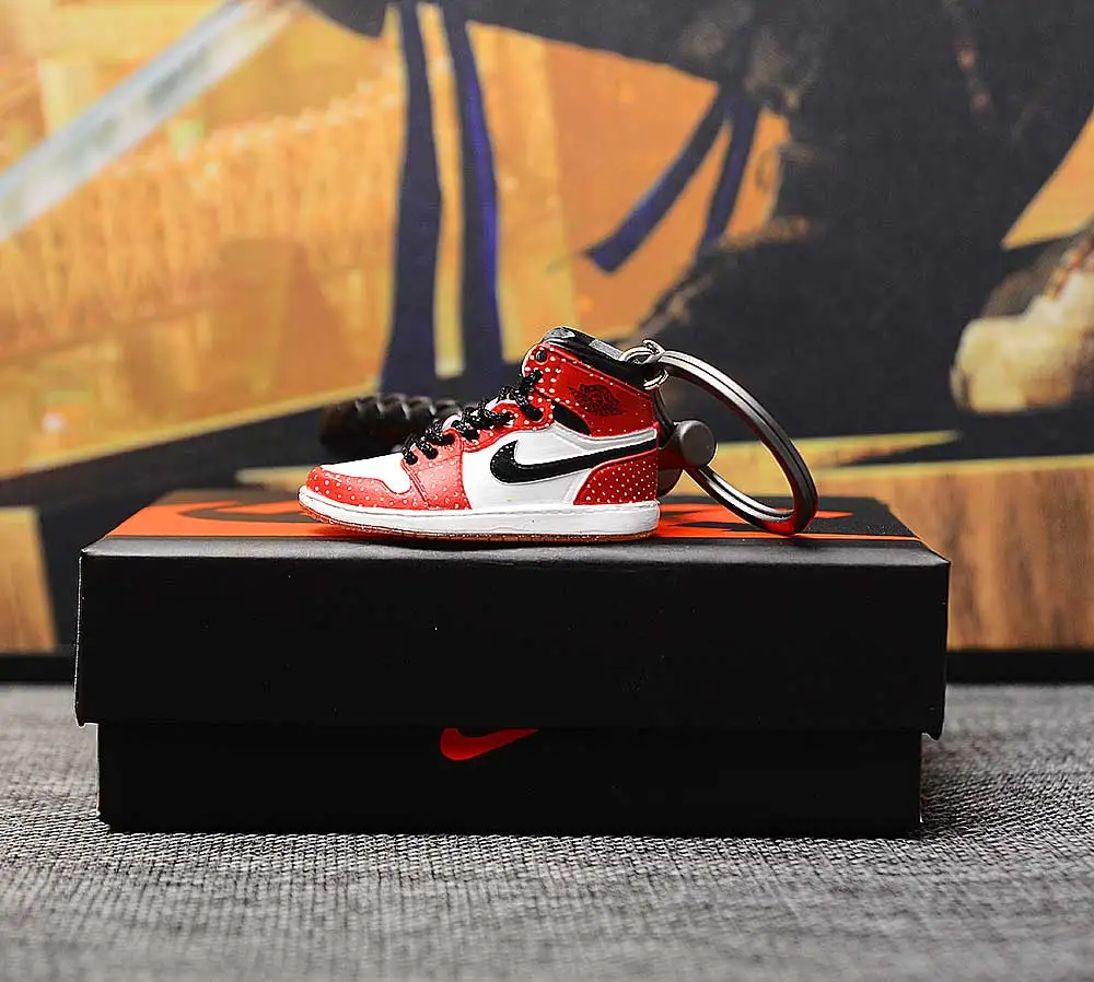 a shoe w rope Дропшиппинг aj1 offwhite Chicago Unc брелок в виде кроссовка Air Jordan 1 3D мини-кроссовки запатентованный спортивный обувной брелок с кроссовком - Цвет: a shoe w rope