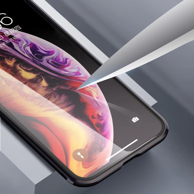 9H Double Sided Magnetic Adsorption Metal Glass Case For iPhone 11 Pro XR XS Max For 4