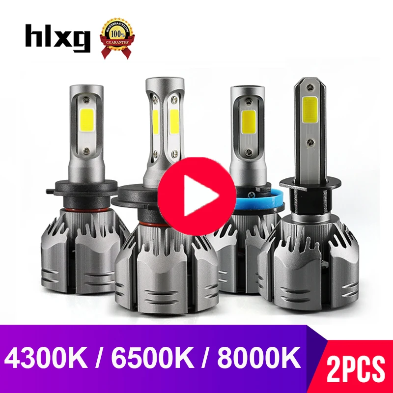 Hlxg 2 шт. H4 светодиодный H7 Canbus H1 H3 H11 светодиодный H8 противотуманная фара HB4 9005 HB3 3000K 6500K 4300K 8000K Автомобили Мотоциклы Автомобильные фары 12V