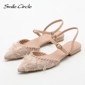 

Smile Circl / Ladies high heels fashion shallow mouth feather shoes pointed ladies shoes ladies 2020 summer women's shoes