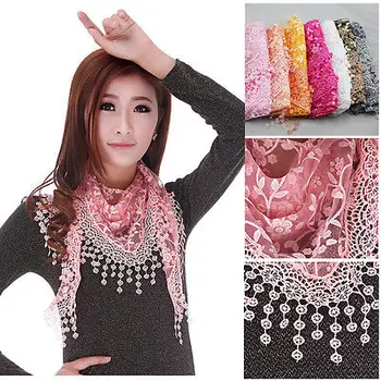 

New Women's Soft Lace e Wrap Shawl Chiffon Scarf Long Voile Stole Scarves HOT